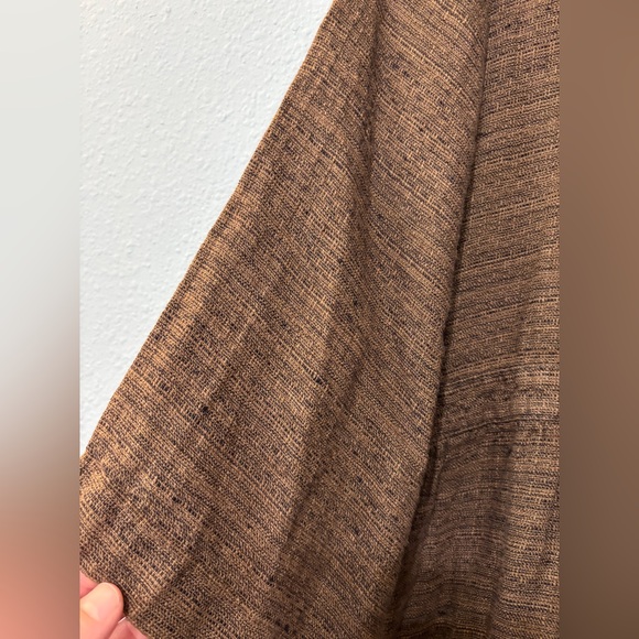 FLAX Brown Black Mottled Collared Button Front Heavyweight Linen Maxi Dress 1X - Picture 4 of 7